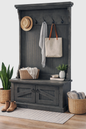 Rustic Hall Tree with Storage Bench – Solid Wood Entryway Organizer (Made in USA)