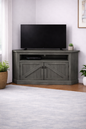 Rustic Curve Corner TV Stand – Solid Wood Corner Entertainment Center (Made in USA)