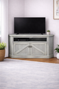 Rustic Curve Corner TV Stand – Solid Wood Corner Entertainment Center (Made in USA)