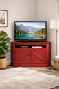Rustic Curve Corner TV Stand – Solid Wood Corner Entertainment Center (Made in USA)