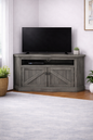 Rustic Curve Corner TV Stand – Solid Wood Corner Entertainment Center (Made in USA)