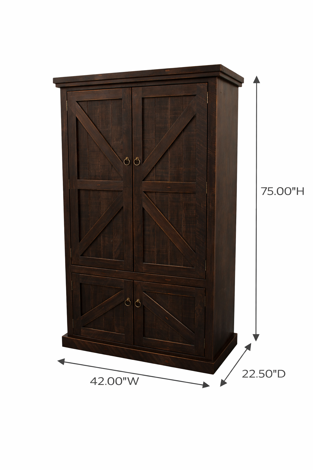 Rustic Double Door Armoire – Solid Wood Wardrobe Closet with Shelving (Made in USA)