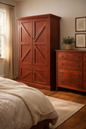 Rustic Double Door Armoire – Solid Wood Wardrobe Closet with Shelving (Made in USA)