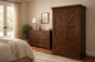 Rustic Double Door Armoire – Solid Wood Wardrobe Closet with Shelving (Made in USA)