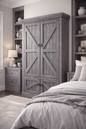 Rustic Double Door Armoire – Solid Wood Wardrobe Closet with Shelving (Made in USA)