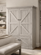 Rustic Double Door Armoire – Solid Wood Wardrobe Closet with Shelving (Made in USA)