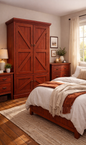 Rustic Double Door Armoire – Solid Wood Wardrobe Closet with Shelving (Made in USA)