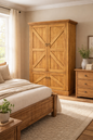Rustic Double Door Armoire – Solid Wood Wardrobe Closet with Shelving (Made in USA)