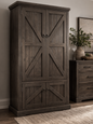 Rustic Double Door Armoire – Solid Wood Wardrobe Closet with Shelving (Made in USA)