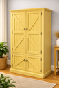 Rustic Double Door Armoire – Solid Wood Wardrobe Closet with Shelving (Made in USA)