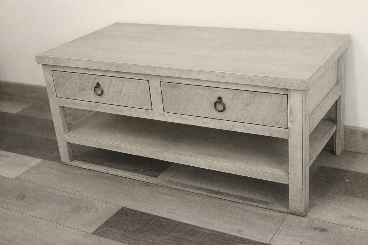 Rustic Promo Coffee Table – Solid Wood Living Room Table with Storage (Made in USA)