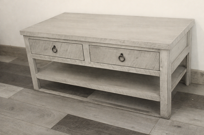 Rustic Promo Coffee Table – Solid Wood Living Room Table with Storage (Made in USA)