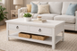 Rustic Promo Coffee Table – Solid Wood Living Room Table with Storage (Made in USA)