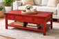 Rustic Promo Coffee Table – Solid Wood Living Room Table with Storage (Made in USA)
