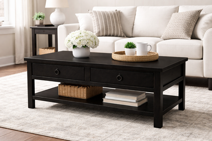 Rustic Promo Coffee Table – Solid Wood Living Room Table with Storage (Made in USA)