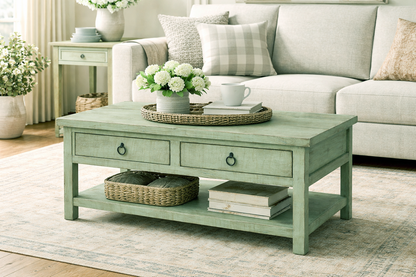 Rustic Promo Coffee Table – Solid Wood Living Room Table with Storage (Made in USA)