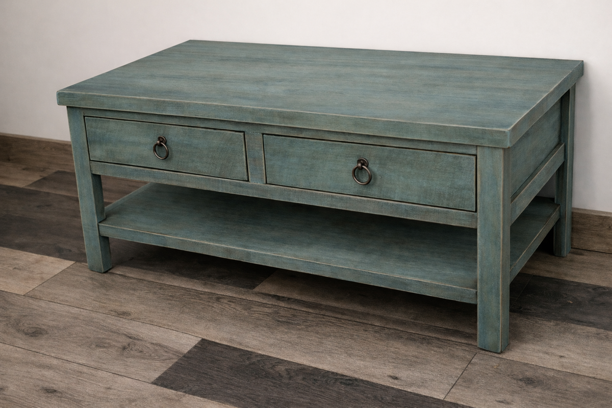 Rustic Promo Coffee Table – Solid Wood Living Room Table with Storage (Made in USA)