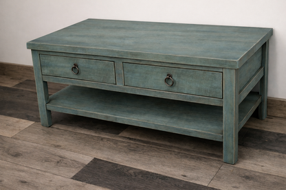 Rustic Promo Coffee Table – Solid Wood Living Room Table with Storage (Made in USA)