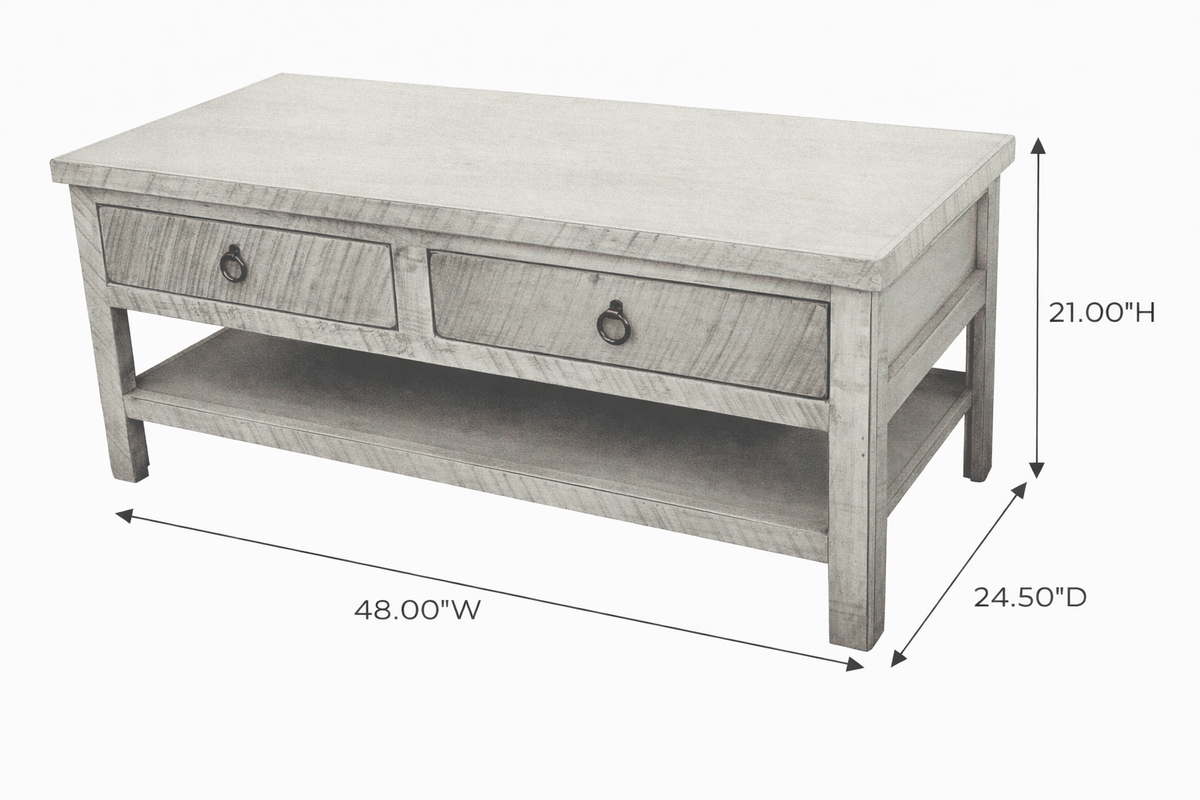 Rustic Promo Coffee Table – Solid Wood Living Room Table with Storage (Made in USA)