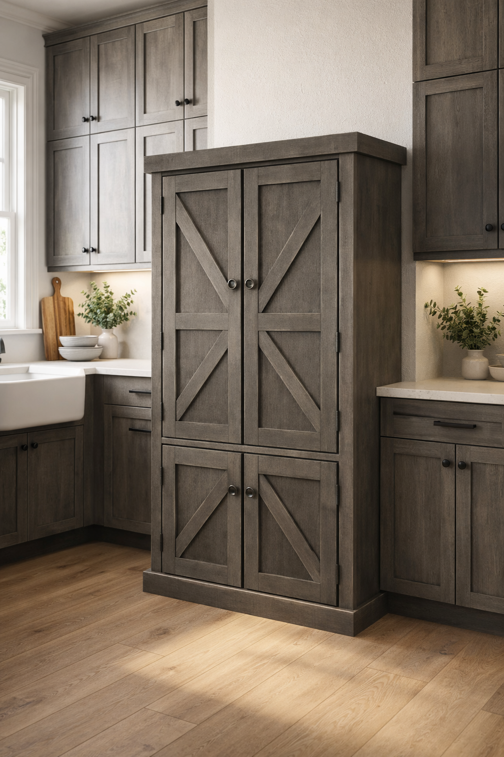 Rustic Promo Double-Door Pantry – Solid Wood Kitchen Storage Cabinet (Made in USA)