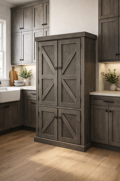 Rustic Promo Double-Door Pantry – Solid Wood Kitchen Storage Cabinet (Made in USA)