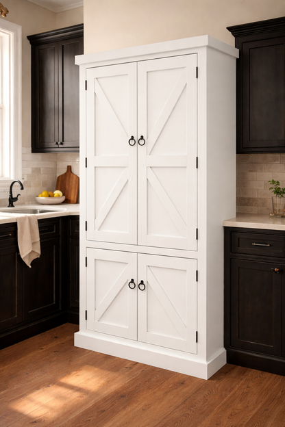 Rustic Promo Double-Door Pantry – Solid Wood Kitchen Storage Cabinet (Made in USA)