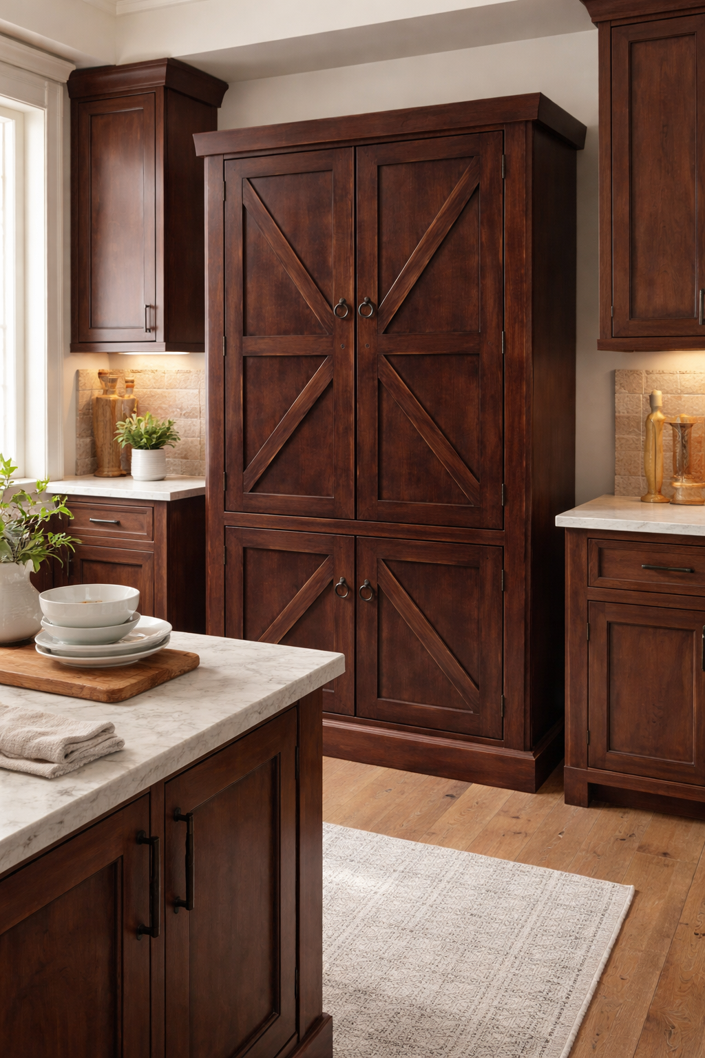 Rustic Promo Double-Door Pantry – Solid Wood Kitchen Storage Cabinet (Made in USA)