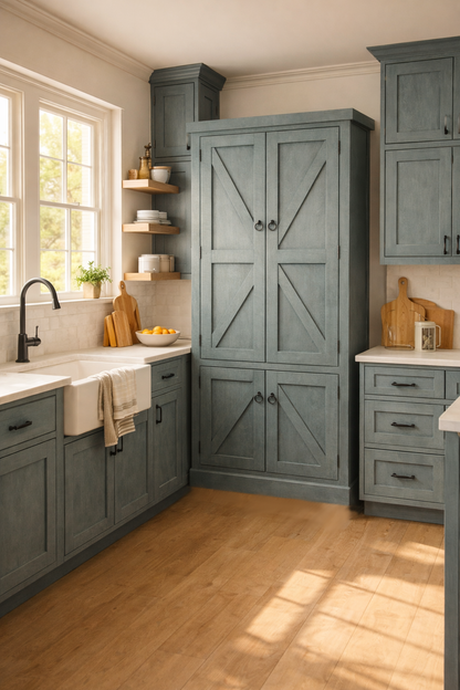Rustic Promo Double-Door Pantry – Solid Wood Kitchen Storage Cabinet (Made in USA)