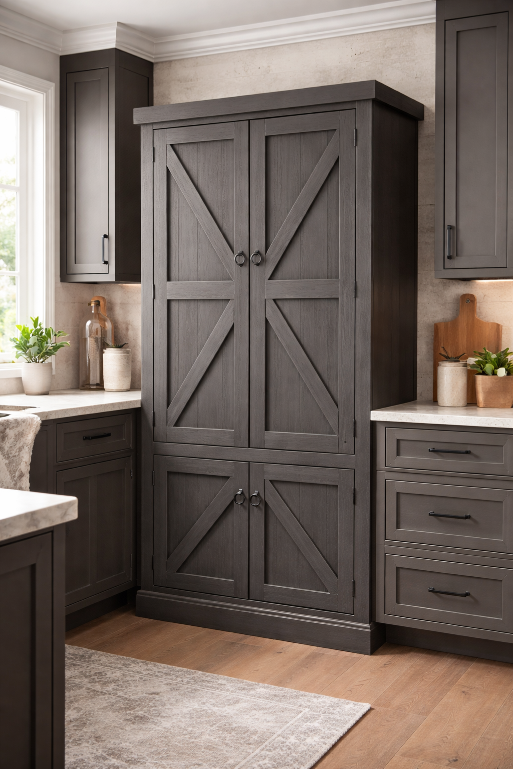 Rustic Promo Double-Door Pantry – Solid Wood Kitchen Storage Cabinet (Made in USA)