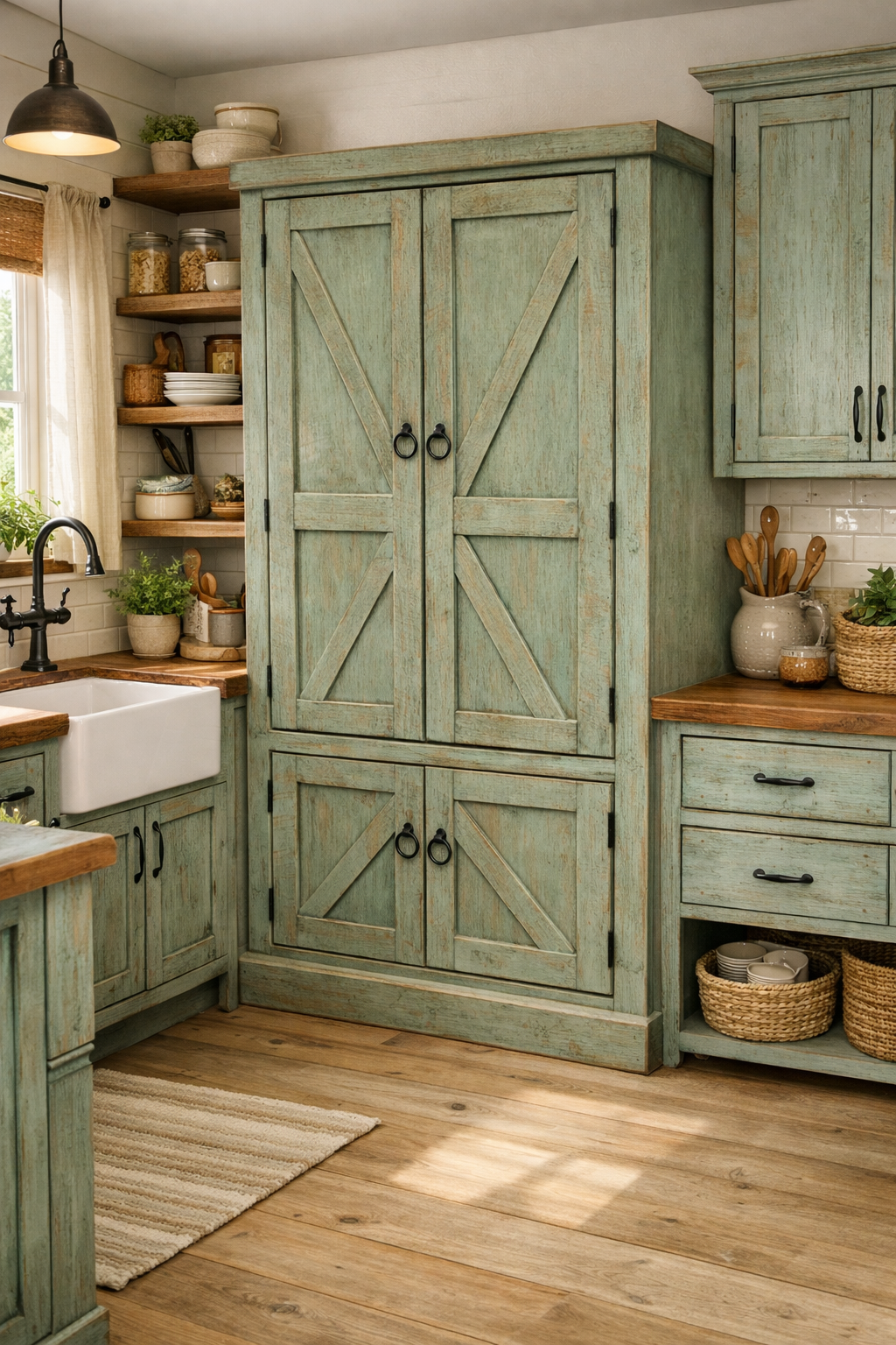 Rustic Promo Double-Door Pantry – Solid Wood Kitchen Storage Cabinet (Made in USA)