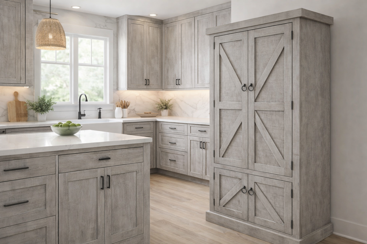 Rustic Promo Double-Door Pantry – Solid Wood Kitchen Storage Cabinet (Made in USA)