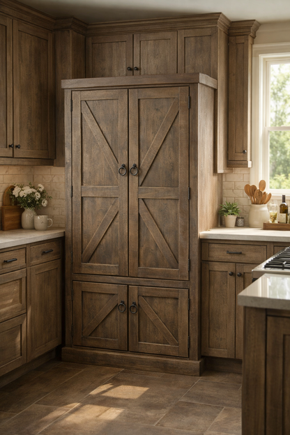 Rustic Promo Double-Door Pantry – Solid Wood Kitchen Storage Cabinet (Made in USA)