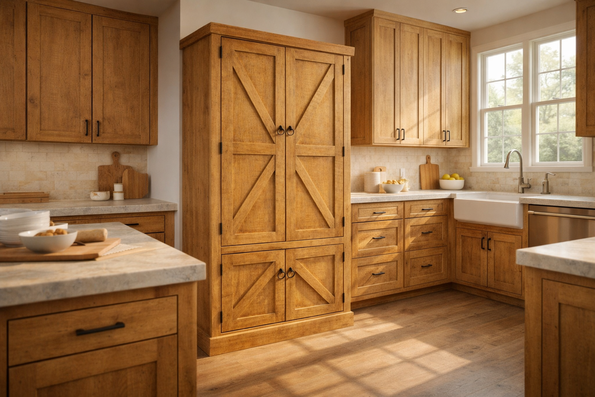 Rustic Promo Double-Door Pantry – Solid Wood Kitchen Storage Cabinet (Made in USA)