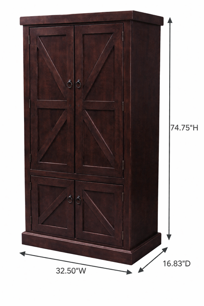 Rustic Promo Double-Door Pantry – Solid Wood Kitchen Storage Cabinet (Made in USA)