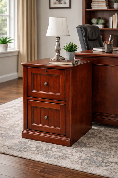 Poplar 2 Drawer File Cabinet – Solid Wood Lateral File Cabinet for Home Office (Made in USA)