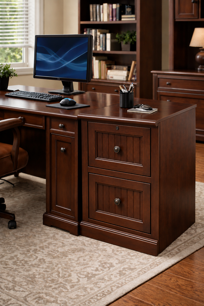 Poplar 2 Drawer File Cabinet – Solid Wood Lateral File Cabinet for Home Office (Made in USA)