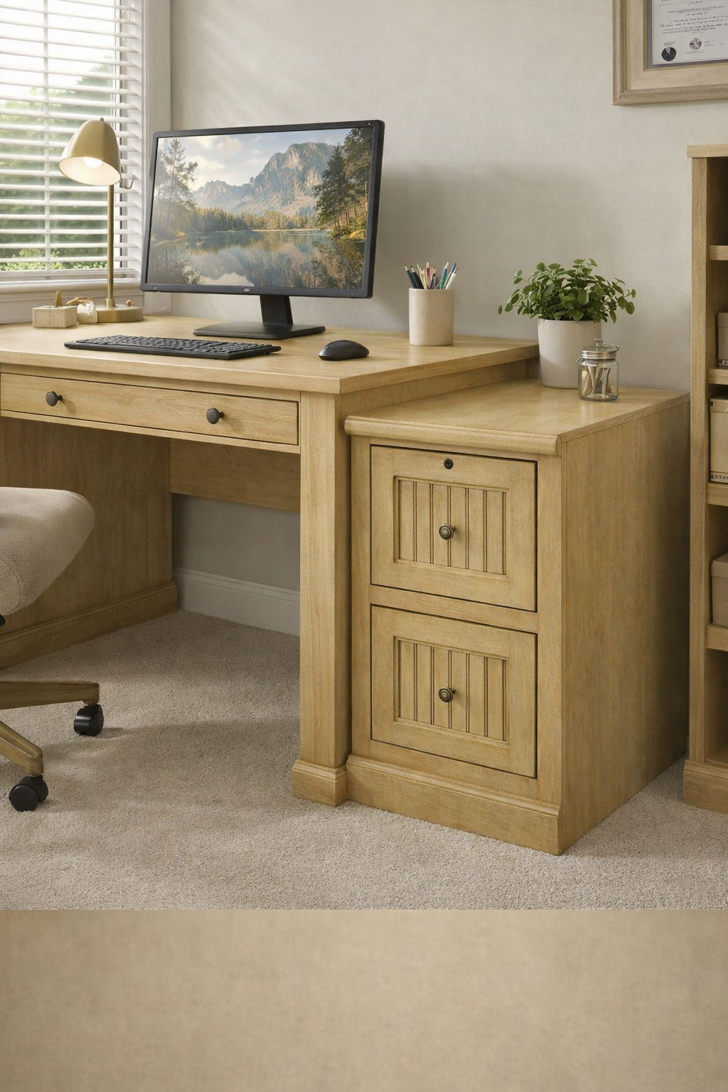 Poplar 2 Drawer File Cabinet – Solid Wood Lateral File Cabinet for Home Office (Made in USA)