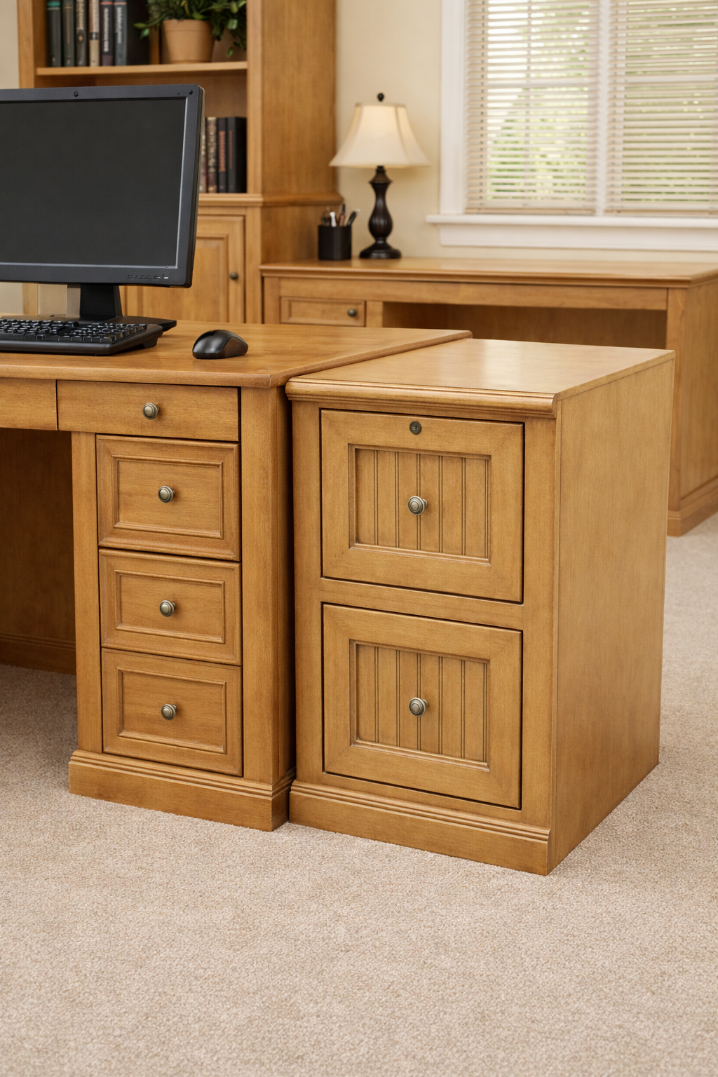 Poplar 2 Drawer File Cabinet – Solid Wood Lateral File Cabinet for Home Office (Made in USA)