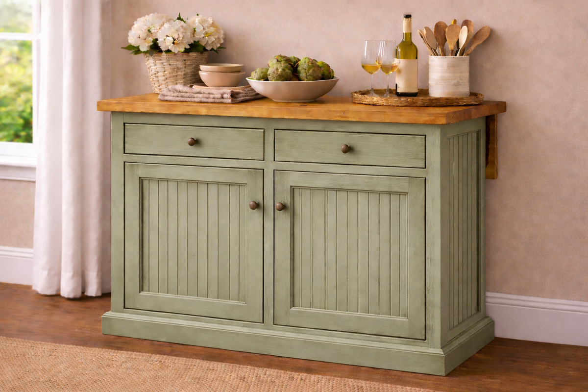 Poplar Kitchen Island with Flip-Up Top – Solid Wood Kitchen Storage & Prep Station (Made in USA)
