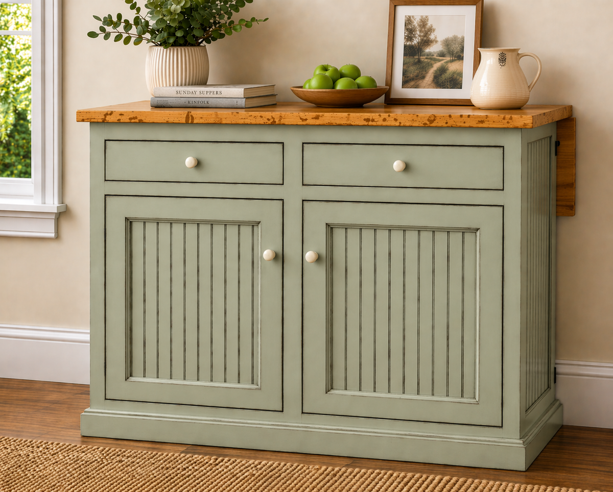 Poplar Kitchen Island with Flip-Up Top – Solid Wood Kitchen Storage & Prep Station (Made in USA)