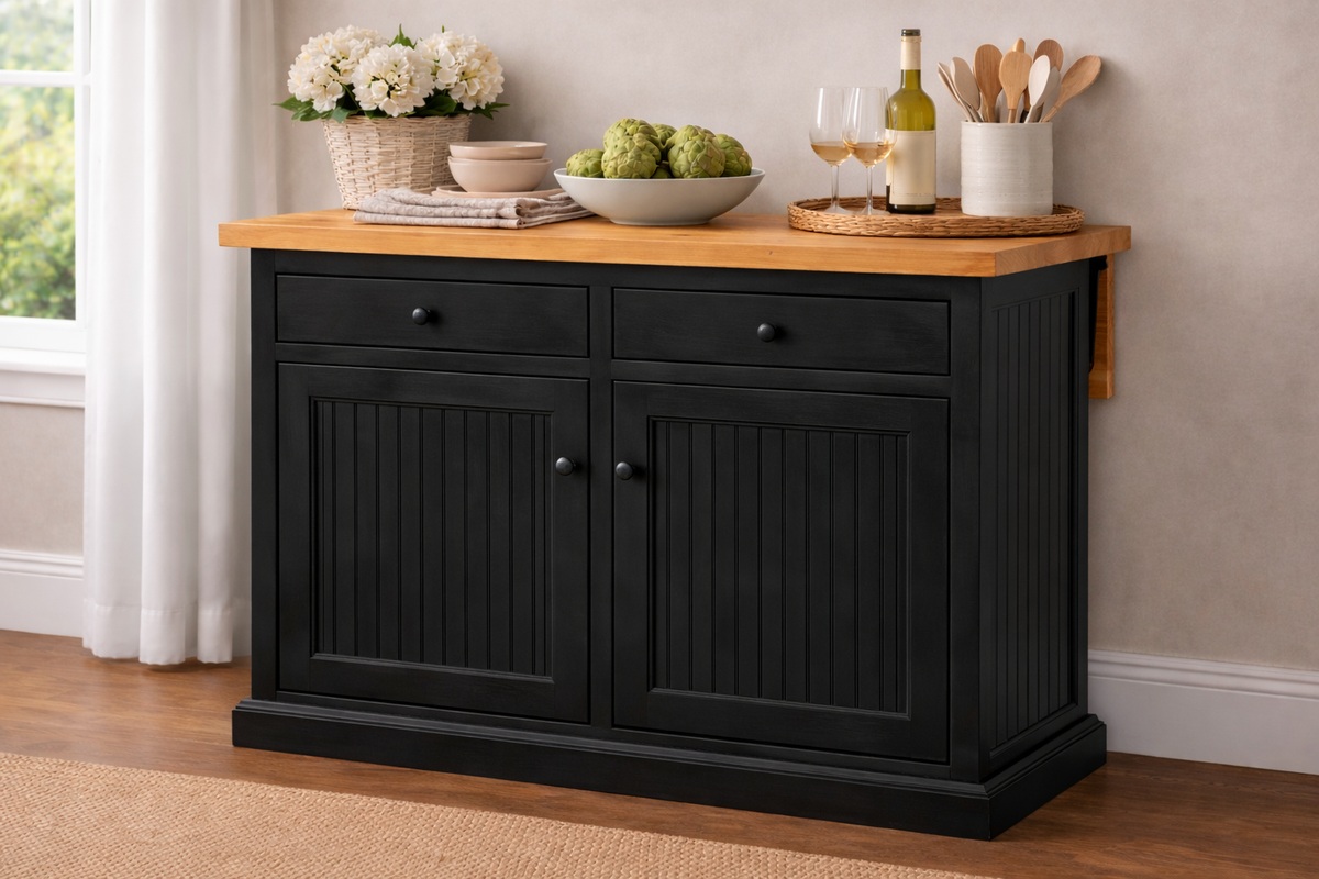 Poplar Kitchen Island with Flip-Up Top – Solid Wood Kitchen Storage & Prep Station (Made in USA)