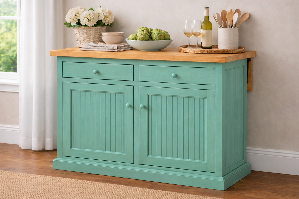 Poplar Kitchen Island with Flip-Up Top – Solid Wood Kitchen Storage & Prep Station (Made in USA)