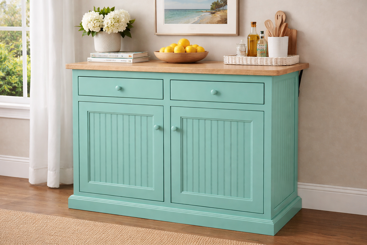 Poplar Kitchen Island with Flip-Up Top – Solid Wood Kitchen Storage & Prep Station (Made in USA)