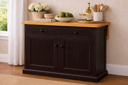 Poplar Kitchen Island with Flip-Up Top – Solid Wood Kitchen Storage & Prep Station (Made in USA)