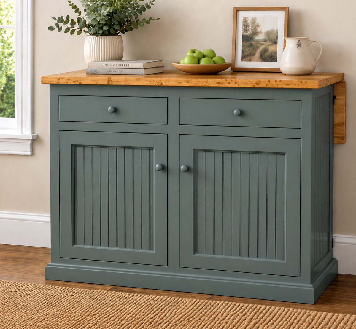 Poplar Kitchen Island with Flip-Up Top – Solid Wood Kitchen Storage & Prep Station (Made in USA)