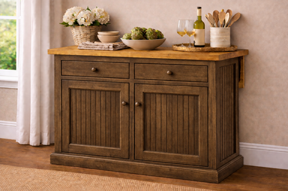 Poplar Kitchen Island with Flip-Up Top – Solid Wood Kitchen Storage & Prep Station (Made in USA)