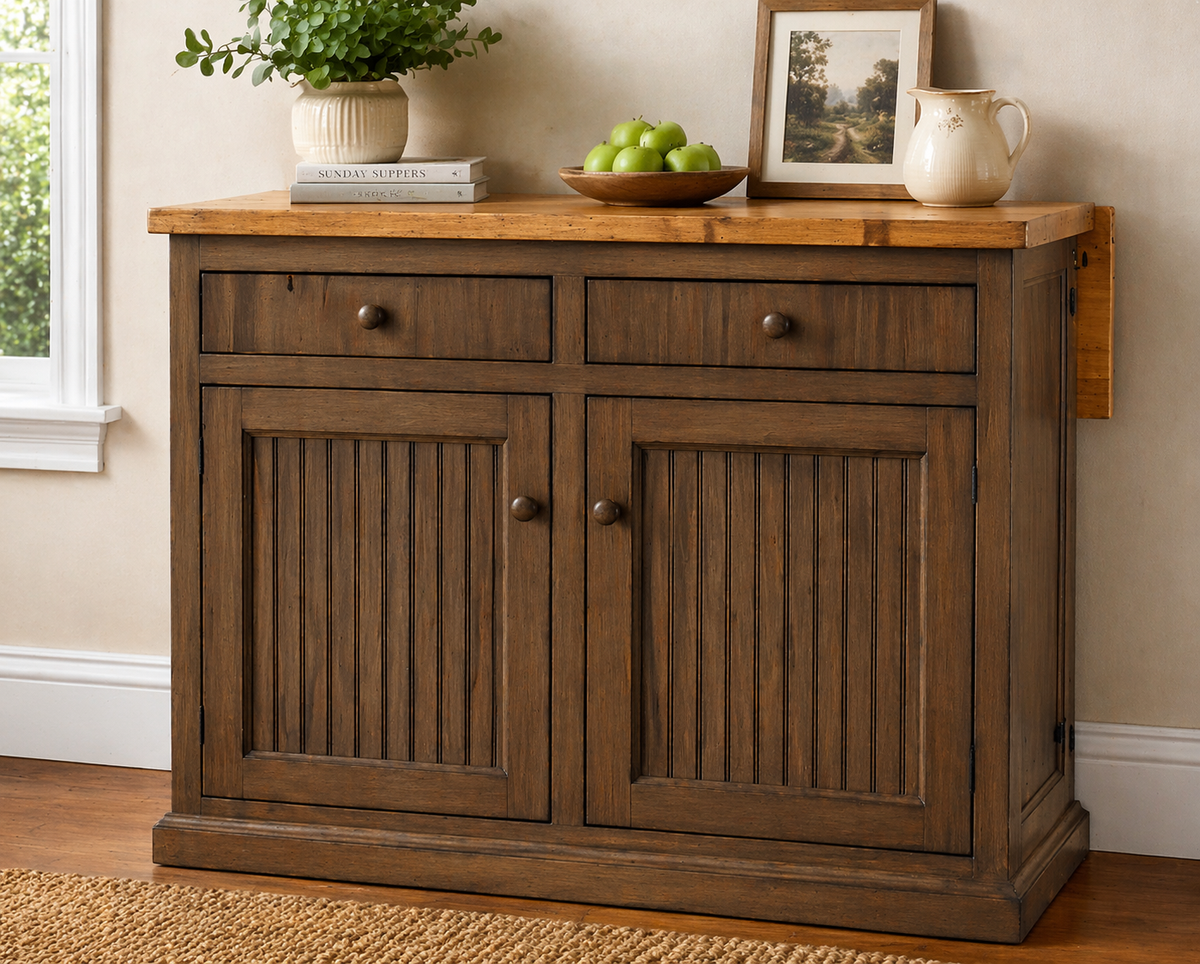 Poplar Kitchen Island with Flip-Up Top – Solid Wood Kitchen Storage & Prep Station (Made in USA)