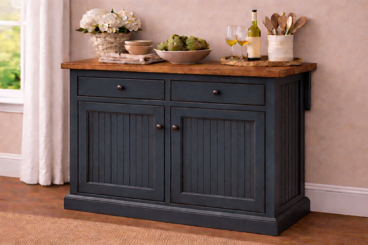 Poplar Kitchen Island with Flip-Up Top – Solid Wood Kitchen Storage & Prep Station (Made in USA)