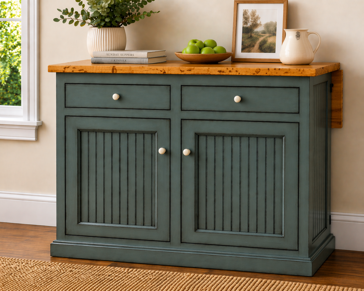Poplar Kitchen Island with Flip-Up Top – Solid Wood Kitchen Storage & Prep Station (Made in USA)