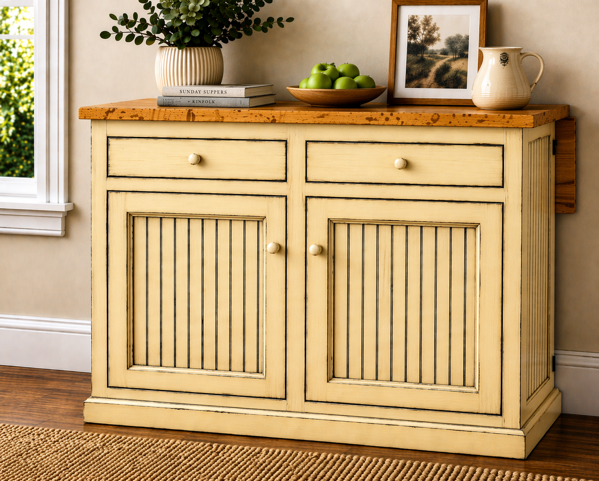 Poplar Kitchen Island with Flip-Up Top – Solid Wood Kitchen Storage & Prep Station (Made in USA)